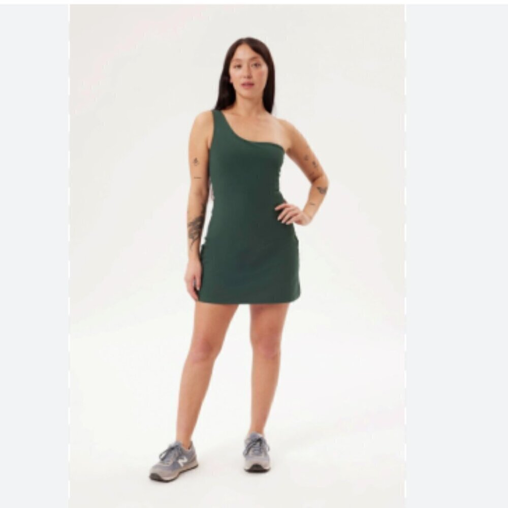 Girlfriend Collective Bianca One Shoulder Exercise Athletic Dress Moss XXL